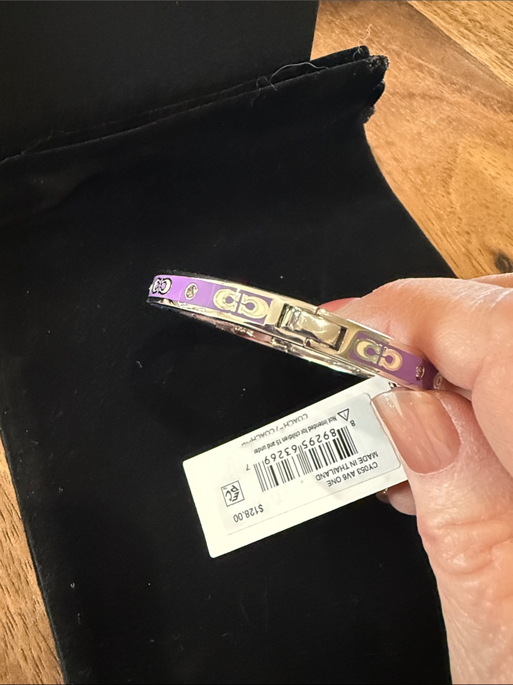 Coach Lavender and Silver Enamel Logo Bangle Bracelet - Picture 4 of 4